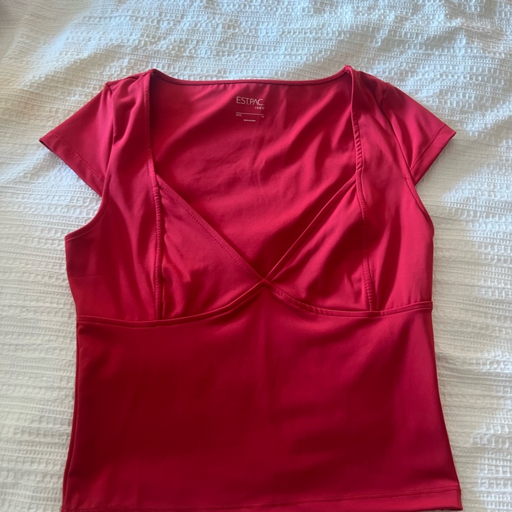 ESTPAC Red V-Neck Top